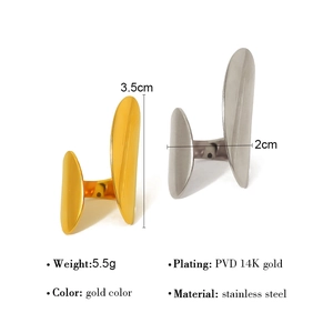 Irregular geometric open rings in gold and silver finish with PVD 14K plating