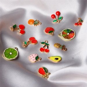 Assorted alloy fruit charms including pineapple and strawberry for DIY jewelry making
