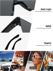 Detail view of reinforced hinges and comfortable nose pads on frameless sunglasses