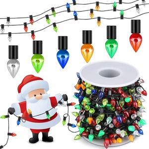 Multi-colored strawberry LED Christmas string lights with reel and Santa decor