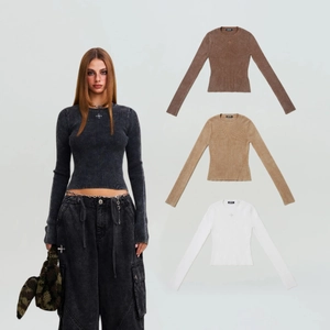 Maglione In Maglia Da Donna A Costine A Maniche Lunghe Girocollo Cotone Retro Streetwear