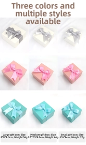 Bow-knot jewelry gift boxes in three colors and three sizes for necklaces and rings