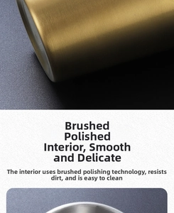 Macro view of golden brushed metal texture and polished stainless steel interior