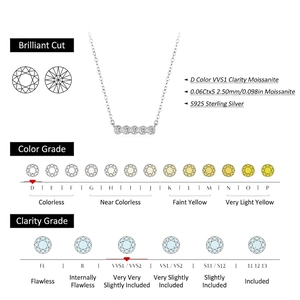 Elegante collana in argento S925 con cinque pietre di moissanite VVS1 di colore D
