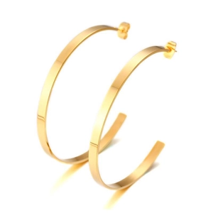 Polished minimalist gold C-shaped hoop earrings for women with mirror finish texture