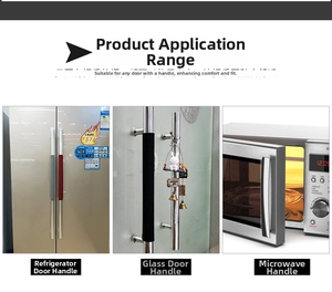 Detailed views of non-slip protective handles on refrigerators, glass doors and microwaves