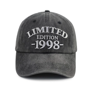 Washed cotton baseball cap in charcoal grey with Limited Edition 1998 embroidery