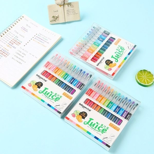 Set of 12 colorful 0.5mm retractable juice gel pens for journaling and drawing
