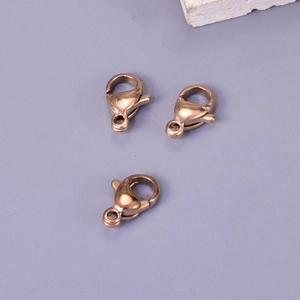 Three rose gold 304 stainless steel lobster clasps for DIY jewelry making and necklaces
