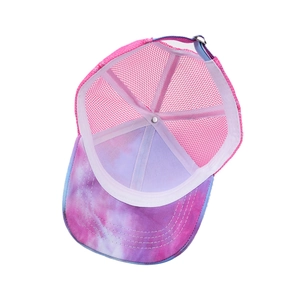 Tie-Dye Baseballkappe für Kinder mit pinkem Netzstoff und verstellbarem Riemen
