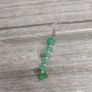 Handmade drop earrings with natural green crystal beads and fish hook fasteners