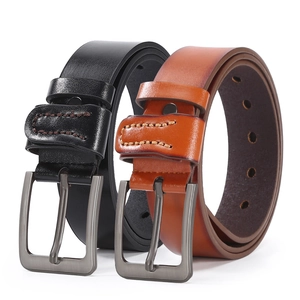 Classic men's faux leather belts with alloy pin buckles in black and brown colors