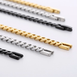 Flat Cuban link necklaces in gold, silver, and black finishes with lobster clasps