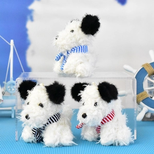 Cute West Highland White Terrier Plush Toy Keychain Soft Dog Doll Bag Charm With Striped Scarf For Women Kids Gift