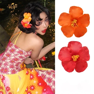 Hibiscus Flower Hair Clip Fabric Tropical Beach Hairpin Duckbill Clip Summer Vacation Accessories For Women Girls