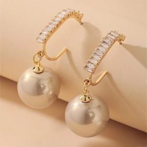 Vintage Artificial Baroque Pearl Drop Earrings With 925 Sterling Silver Earring Post Alloy Zircon Jewelry For Women