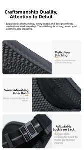 Detail of mesh sun visor featuring reinforced stitching and adjustable plastic buckle closure