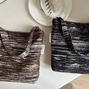 Retro tweed woven underarm bags in brown and black styles for autumn and winter outfits