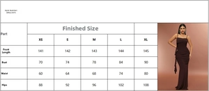 Size chart for women slim fit halter maxi dress with fringe and ruched details