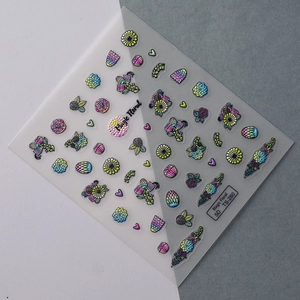 5D embossed floral nail stickers featuring 3D succulents and colorful heart patterns
