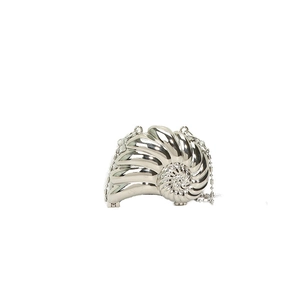 Einzigartige silberne Schneckenmuschel-Hartschalen-Clutch mit Metallic-Spiegel-Finish