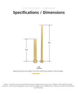 Detail view of model 305 gold copper clock hands showing 90mm and 55mm lengths