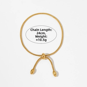 Adjustable gold chain bracelet with sliding clasp and droplet charms, 24cm length
