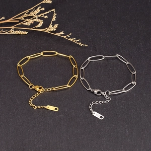 Büroklammer Kette Armband 18K Vergoldet 316L Titanstahl Verstellbare Verlängerungskette Wasserdicht Minimalistisch Damen