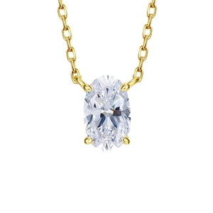 Elegant gold S925 silver necklace featuring an oval-cut crystal in a classic 4-prong setting