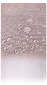 Macro detail of waterproof nylon fabric with water droplets and layered structure