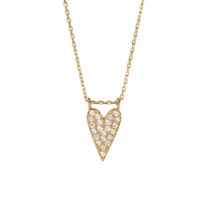 Elegant S925 sterling silver heart necklace with pave-set diamonds on a white background