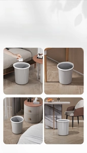 Nordic minimalist trash can with vertical stripes in living room and kitchen decor