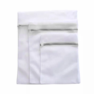 3-piece fine mesh laundry bag set in white polyester for washing machine protection