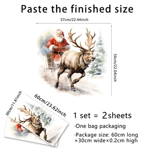Christmas Santa Claus reindeer sleigh wall sticker for living room and home decor