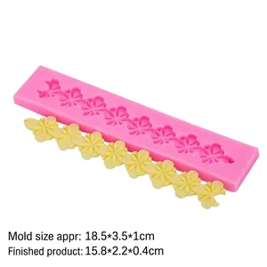 Pink silicone clover border mold for DIY fondant cake decoration and chocolate crafting