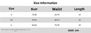 Guide des tailles pour haut dos nu à pois avec mesures de poitrine et de taille en centimètres