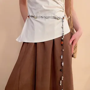 Bohemian Bead Waist Chain For Women Retro Ethnic Multi Layered Long Belt With Resin Shell Acrylic Beads
