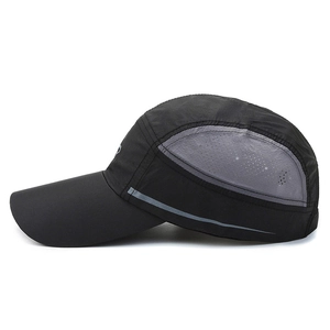 Lightweight breathable mesh running cap with reflective strips for night safety