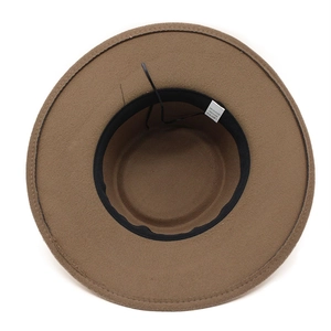 Detail of wool felt fedora interior with adjustable drawstring and sweatband