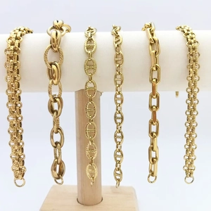 Luxurious gold stainless steel chunky twist and pig nose link chains for men and women
