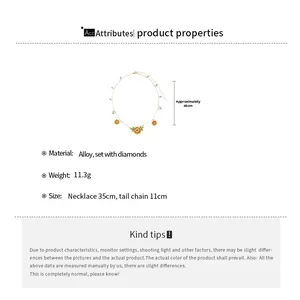 Detailed dimension guide for sunflower bee necklace showing 46cm length and 11.3g weight