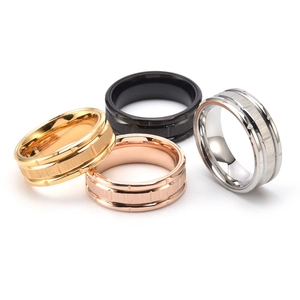 Bagues trois-en-un en acier inoxydable brossé en or noir or rose et argent