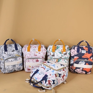 Diaper Backpack Large Capacity Waterproof Oxford Cloth Thermal Insulation Multi Function Travel Fashion Print Bag