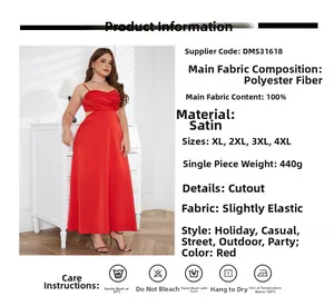 Macro detail of red cutout backless maxi dress in premium satin polyester fabric