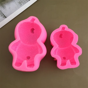 3D sleeping bear silicone mousse cake mold set in pink for creative DIY baking