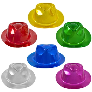 Metallic Fedora Jazz Hat Shiny PVC Plastic Electroplated Reflective Party Carnival Halloween Stage Performance Prop
