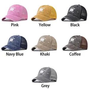 Casquettes vintage 1974 délavées en sept couleurs avec mesh respirant et broderie