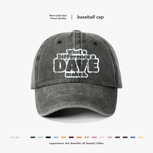 Washed Cotton Baseball Cap Vintage Distressed Letter Print Adjustable Sun Hat Outdoor Casual For Men Women