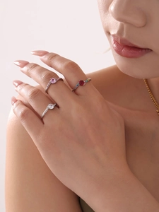Adjustable gold-plated rings with micro-set square sugar cubic zirconia in various colors