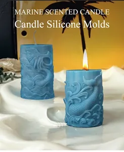 Candele profumate marine con texture a sirena realizzate con stampi in silicone